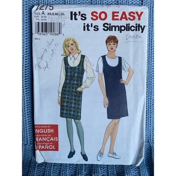 Simplicity 7275 Sewing pattern Jumper straight skirt size xs s m l - Picture 1 of 5